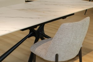 <span class=keywords><strong>Tavolo</strong></span> da Pranzo Rettangolare Allungabile Moderno di Lusso con <span class=keywords><strong>Gambe</strong></span> in Metallo e Piano in Ceramica e <span class=keywords><strong>Vetro</strong></span> Temperato <span class=keywords><strong>per</strong></span> Arredamento Casa 4 - Product Image 2