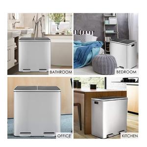 Thùng Rác Kép, Thùng Rác Bước 16 Gallon (2X30L), Thùng Rác Hai Ngăn Bằng Thép Không Gỉ Phân Loại Có Thể Tái Chế Thùng Rác - Product Image 6