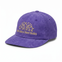 Casquettes personnalisées OEM avec logo brodé, 6 panneaux, style surf, non structurées, en velours côtelé violet, avec fermeture snapback, pour le sport