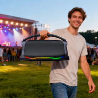 Boombox Bluetooth Portabel Baru dengan Lampu RGB, Bass Ganda, Speaker Karaoke untuk Pesta Dalam dan Luar Ruangan, Radio FM, Pemutar Musik USB