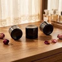 Pot en verre noir anti-UV, récipient de stockage en verre opaque noir avec couvercle hermétique pour crème cosmétique, herbes, épices, fleurs, thé