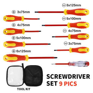 Jeu de tournevis isolés 9 pièces avec poignée en plastique Outils d'électricien de qualité industrielle et bricolage personnalisables OEM - Product Image 2