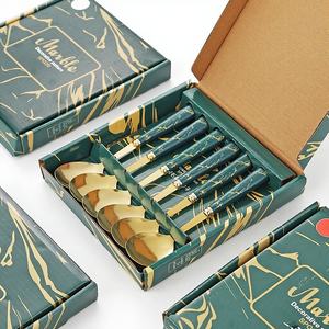 ステンレススプーン 大理石模様 模造磁器ハンドル ライトラグジュアリー レトロデザイン 韓国風 ロングハンドル - Product Image 1