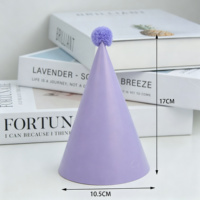DAMAI Best Seller Chapeaux de fête en papier de 17 cm avec pompon moelleux, couleurs macaron, chapeaux d'anniversaire pour enfants, fournitures de fête, décoration
