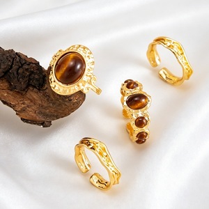 Fashionable Retro Court Style Gemstone <b>Open</b> <b>Ring</b> Set For Women Party Jewelry - Product Image 3