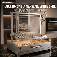 Grill argentin multifonctionnel avec base en briques réfractaires et grille de cuisson renforcée en acier inoxydable