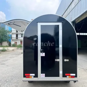 Chariot de restauration mobile noir de 2,2 m pour mini hot-dogs, camion de cuisine de rue personnalisé, remorque alimentaire ronde - Product Image 6