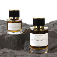 Flacon de Parfum en Verre Lourd de Luxe 50ml, Bouteille de Parfum Cylindrique 30ml, Flacon de Parfum en Verre Vide avec Capuchon Floqué