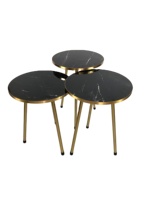3er Set Hochglanz Schwarz Marmor Gold Beine Nesting Beistell tische Couch tisch Set Runde Holzstapel Kaffee Seite Akzent Tisch