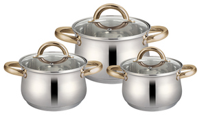 Ensemble de casseroles en acier inoxydable 6 pièces à prix abordable, avec poignée dorée, pour induction - Product Image 4