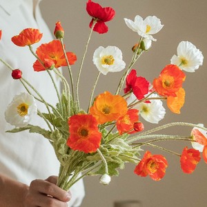 Fleurs artificielles de pavot islandais Haiyi, bouquet en soie, décoration de mariage et de maison, accessoires de photographie extérieure réutilisables - Product Image 1