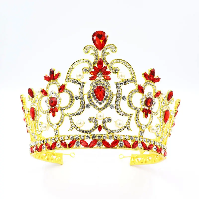 Luxe Grote Volwassen Tall Beauty Pageant Tiara Goud Champagne Blauw Groen Teardrop Wit Strass Party Queen Crown