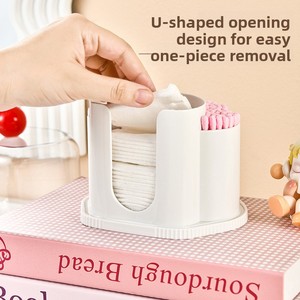 <span class=keywords><strong>2</strong></span> Khe Cắm Bông Tăm Bông Bóng Miếng Đệm Chủ <span class=keywords><strong>Jar</strong></span> Nhựa Container Dispenser Hộp Với Nắp Cho Phòng Tắm Nhà Lưu Trữ Tổ Chức - Product Image 4