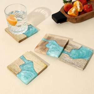 Fabricant indien de sous-verres en bois de manguier et résine époxy, de qualité supérieure, faits à la main, modernes, luxueux et personnalisables, par Fashion Craft India - Product Image 1