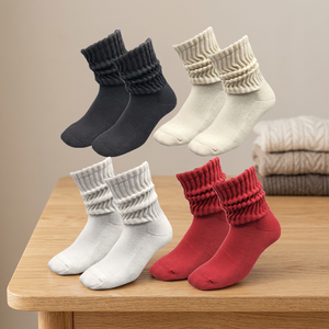 Chaussettes décontractées en coton et élasthanne pour femme, fabriquées à Taïwan, écologiques, tendance, coupe ample, basiques, pour l'automne et le quotidien - Product Image 3