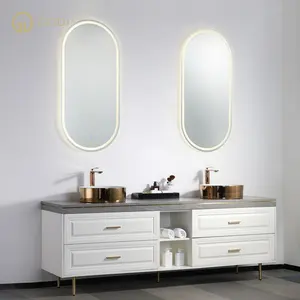 GODI-tocador de baño moderno, tocador de lujo europeo con espejo claro, doble lavabo, mueble de baño