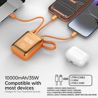 Batterie externe LPB930 45W PD à charge rapide 10000/20000mAh avec câbles doubles intégrés, sortie 3 ports, écran LED, OEM