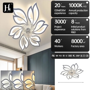 <b>Modern</b> Metal <b>Ceiling</b> Fan <b>Light</b> <b>LED</b> Daylight Illumination Remote Control Surface Mounted Bedroom CRI 90 IP33 AC 2160 Lumens - Product Image 2
