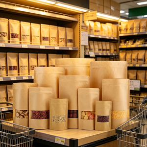 Sacchetto Stand-Up in PET+<span class=keywords><strong>AL</strong></span>+PE per Alimenti con Finestra Trasparente, Chiusura Zip Richiudibile, Stampa Rotocalco Personalizzata, Antiumidità per Snack, Caffè in Grani, Noci - Product Image 5