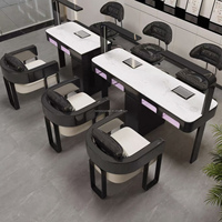 Table de manucure élégante, élégante, chic, minimaliste, avec bureau en marbre, pour salon de beauté, ongles
