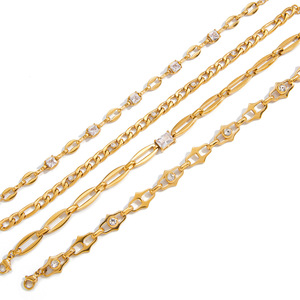 ชุดสร้อยข้อมือเพทายทรงเรขาคณิต โทนสีทอง เครื่องประดับสำหรับผู้หญิง สวมใส่ได้ทุกวัน ดีไซน์โซ่สแตนเลส - Product Image 5