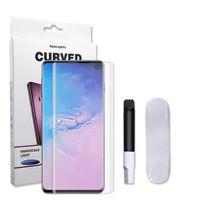 Uv ánh sáng nano keo lỏng đầy đủ Bìa cong 3D kính bảo vệ màn hình cho Samsung S23 S22 S21 S20 S10 S9 3D bảo vệ màn hình