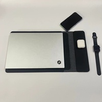 Nouvelle Housse pour Ordinateur Portable 4-en-1 en Cuir PU de Luxe avec Recharge Sans Fil 15W, pour Téléphone, Écouteurs, Apple Watch, Tablette et Tapis de Souris