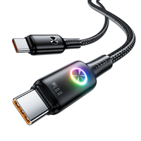 Toocki 100W PD Pengisian Cepat Kabel USB C ke C Chip E-Marker Indikator Warna-warni Sinkronisasi Data 480Mbps untuk Laptop Tablet Ponsel