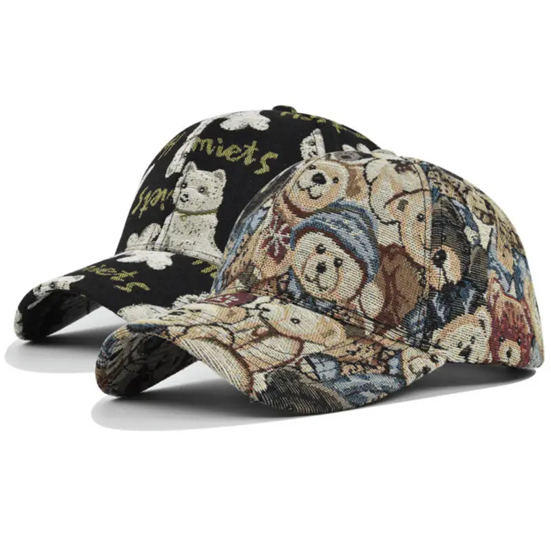 New Hot Sale Designer Fashion Sports Hats Wholesale Cartoon Cute Bear Print Flat Baseball Cap