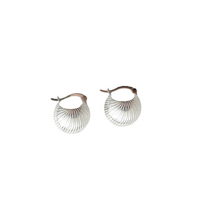Boucles d'oreilles Huggie en argent sterling S925 Kaiming, texture coquillage, forme ronde, pour un usage quotidien - Product Image 5