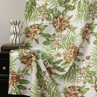 Style américain ressemble à une texture de lin Lily Print Designer Rideaux de fenêtre adaptés aux salons Salle à manger Chambre à coucher