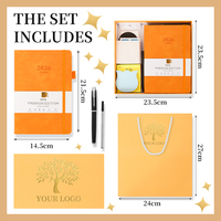Boîte cadeau Pages d'impression de logo personnalisé Agenda de luxe personnalisé Agenda A5 en cuir PU couverture rigide Journal Carnet de notes