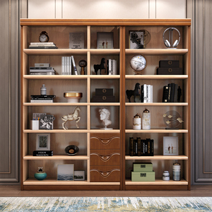 Shulin <b>Solid</b> <b>Wood</b> <b>Bookcase</b> With Glass Doors 601 Storage Cabinet For Home Office Display Shelf Modern Minimalist Design - Product Image 4