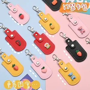 Mini Cute Cartoon Usb Key Pu Leather Pouch Bag Case Protective Leather Key Ring Access Control Card Holder