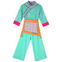 Costume de danse folklorique chinois traditionnel Yangko, vêtements élégants pour la pratique de la danse du éventail, tenue de danse classique Hanfu vintage