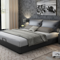 Lit en tissu de style italien minimaliste, lit double blanc Queen Size 1,8 m / 1,5 m, design moderne et minimaliste pour chambre à coucher
