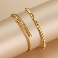 Bestseller Kabel-Draht-Twist-Armreifensets für Frauen Edelstahl-Schmuck für Mädchen