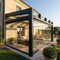 Puertas Plegables Modernas de Vidrio con Marco de Aleación de Aluminio para Terraza, Patio, Entrada de Vivienda o Villa