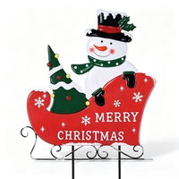 Décorations de Noël : Piquets de jardin en métal Bonhomme de neige et traîneau pour la décoration extérieure de patio et de jardin