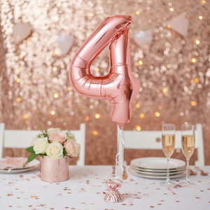 Palloncino Numero 4 in Foil Oro Rosa da 32 Pollici, Stile Perla, Marca Peiyong Modello 52199, per Festa della Mamma, Addio al Nubilato, Laurea - Product Image 3
