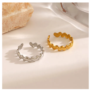 <b>Top</b> Quality Product Fashionable Stainless Steel <b>Ring</b> Waterproof 18K Gold Plated Heart <b>Ring</b> Open Index <b>Finger</b> <b>Ring</b> for Women - Product Image 2