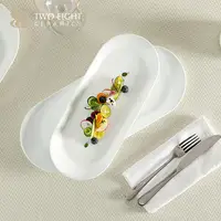 Full Size Catering Rechthoekige Keramische Serveren Dessert Plaat Voor Bruiloft Porselein Schaaltje Set Rechthoekige Buffet Plaat