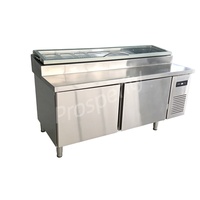 Équipement de cuisine commerciale en acier inoxydable, tables de préparation de pizzas sous comptoir, réfrigérateur pour bar à salades, préparation de sandwichs