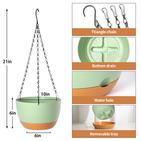 Pot de fleur suspendu deux en un avec trou d'eau Plateau amovible à fond de chaîne triangulaire auto-arrosant-pour usage intérieur/extérieur