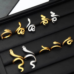 FY Fashion <span class=keywords><strong>Finger</strong></span> anelli oro Chunky in acciaio inossidabile senza dissolvenza cerchio impermeabile a spirale serpente anello da dito per donna uomo - Product Image 2