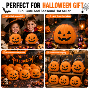 Halloween Pumpkin Silicone Mini Pouch <b>Cute</b> Coin <b>Purse</b> Candy Storage Bag Party Favor Gift for Kids Adults Seasonal Retail Product - Product Image 5