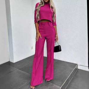 Trajes de Dos Piezas de Color Sólido, Estilo Casual y Moderno, de Alta Calidad al por Mayor, Tops Cortos - Product Image 2