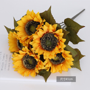 Ramo de Girasoles Artificiales de 38 cm de Altura, Flor de Seda de Simulación Natural, Decoración para el Hogar, Accesorios para Bodas - Product Image 3