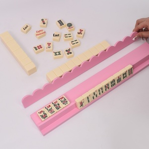 Support de Mahjong en bois de style américain de 17 pouces, deux-en-un, pour l'organisation de cartes, avec fonction de pousseur et règle - Product Image 4
