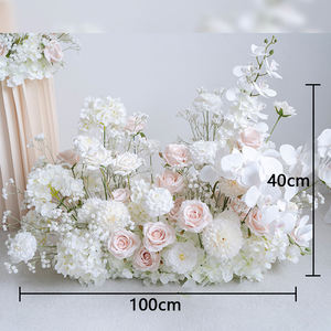 Arrangement floral de luxe blanc pour allée de mariage, toile de fond avec rangée de fleurs de <span class=keywords><strong>jacinthe</strong></span>, <span class=keywords><strong>orchidée</strong></span> et souffle de bébé, fournitures de décoration d'événements en gros - Product Image 6